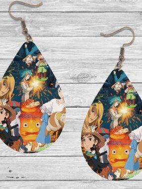 Howl's Moving Castle Earrings: Anime Wooden Teardrop Hypoallergenic Earrings